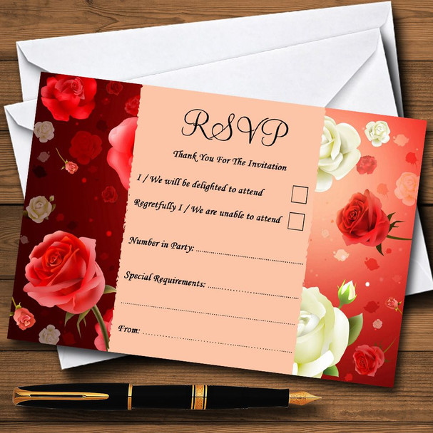 Red And White Roses Personalized RSVP Cards