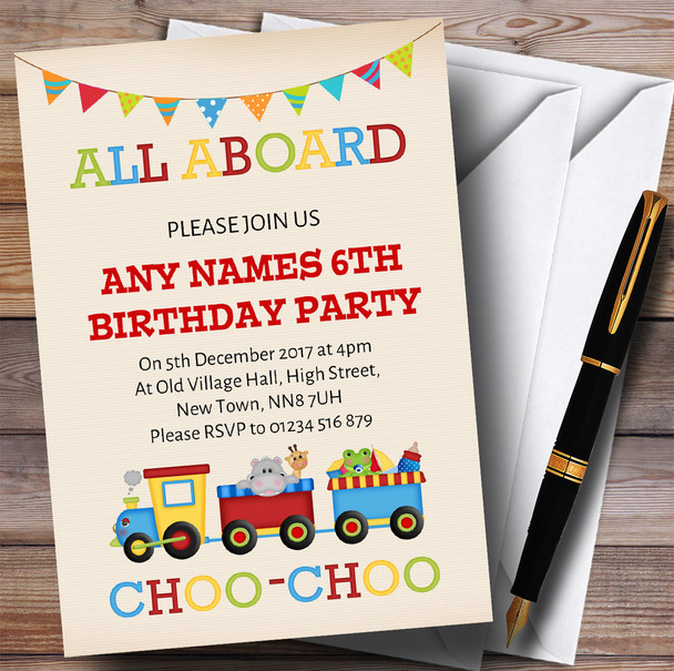 Train & Bunting Children's Birthday Party Invitations