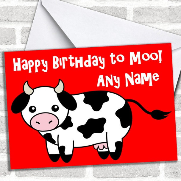 Cow Cartoon Funny Personalized Birthday Card