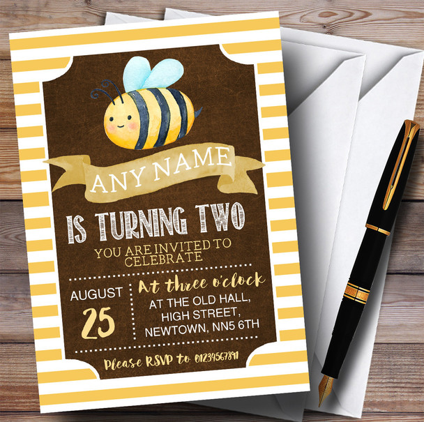 Yellow Stripes Bee Children's Birthday Party Invitations