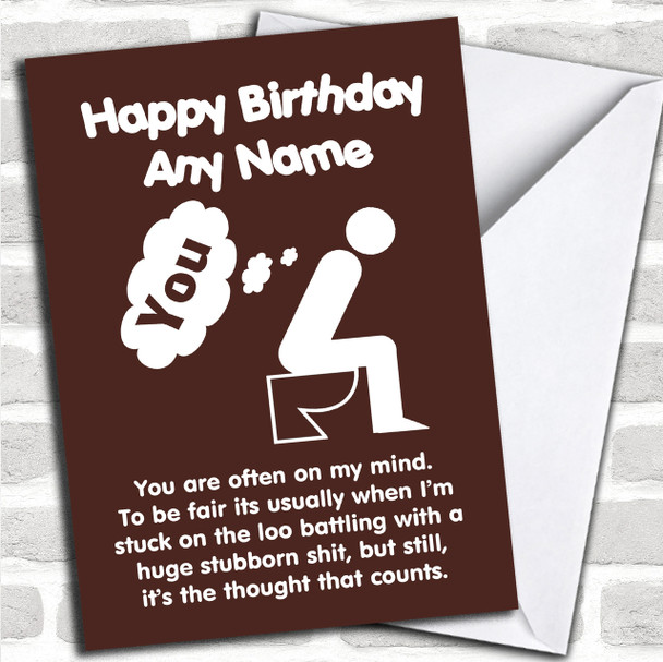 Funny Stubborn Poo Joke Personalized Birthday Card