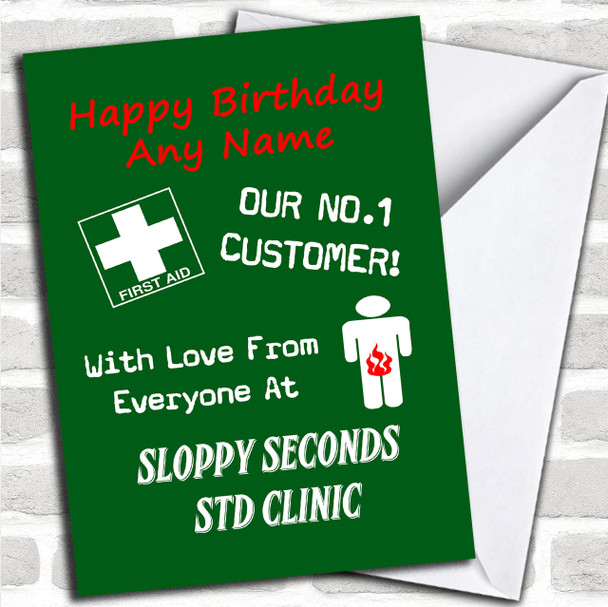 Funny Joke Rude Std Clinic Personalized Birthday Card