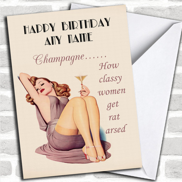 Funny Joke Retro Classy Wine Personalized Birthday Card