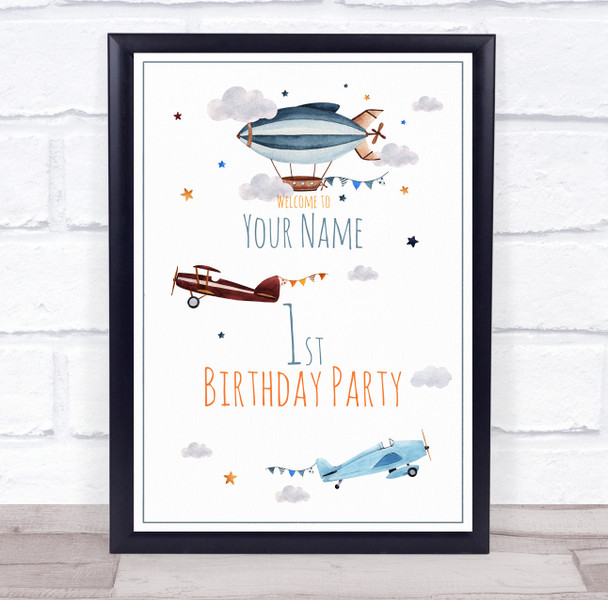 Airplanes And Hot Air Balloon Birthday Personalized Event Party Decoration Sign Airplanes And Hot Air Balloon Birthday Personalized Event Party Decoration Sign