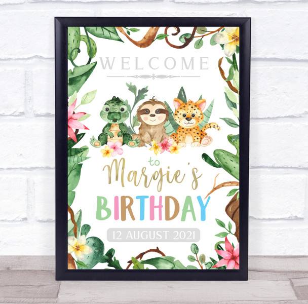 Baby Animals Welcome Birthday Personalized Event Occasion Party Decoration Sign