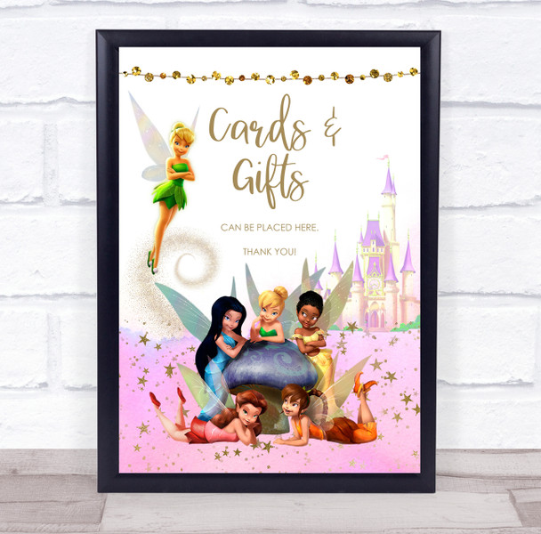 CardsGifts Gold Pink Kids Birthday Fairy Castle Birthday Personalized Party Sign