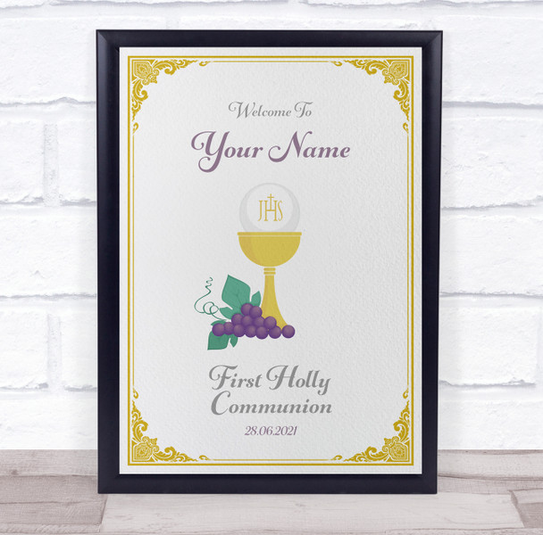 First Holly Communion Welcome Grapes Personalized Event Party Decoration Sign First Holly Communion Welcome Grapes Personalized Event Party Decoration Sign