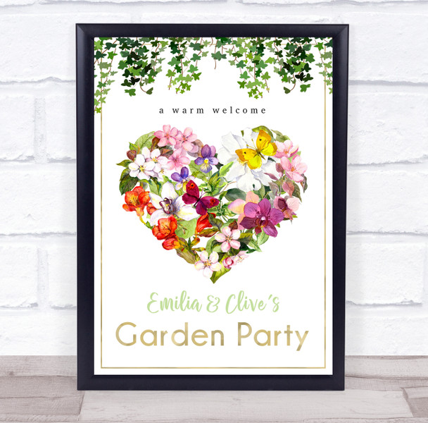 Garden Birthday Event Floral Heart Personalized Event Party Decoration Sign