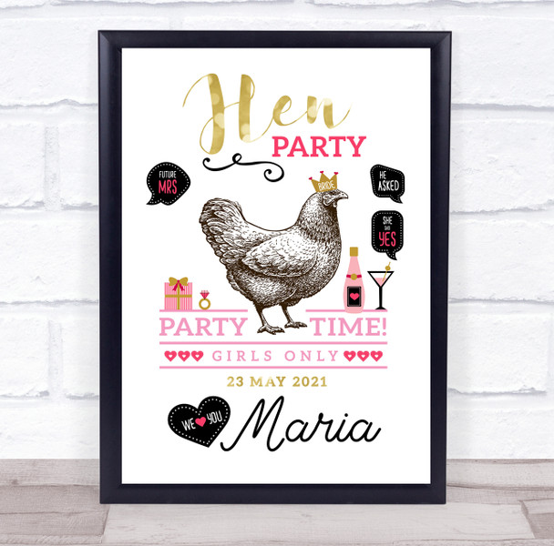 Hen Do Chic With Accessories Personalized Event Occasion Party Decoration Sign