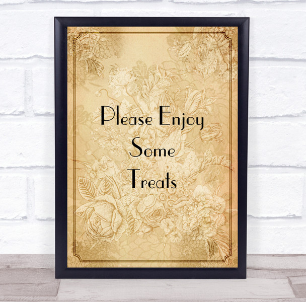 Rustic Border Please Enjoy Some Treats Personalized Event Party Decoration Sign