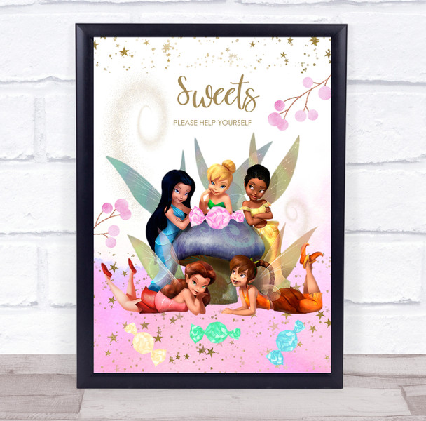 Sweets Help Yourself Gold Pink Kids Birthday Fairy Personalized Party Sign
