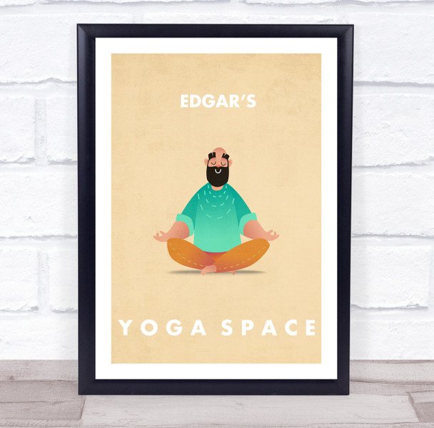 Bald Male Meditation Yoga Gym Space Room Personalized Wall Art Sign
