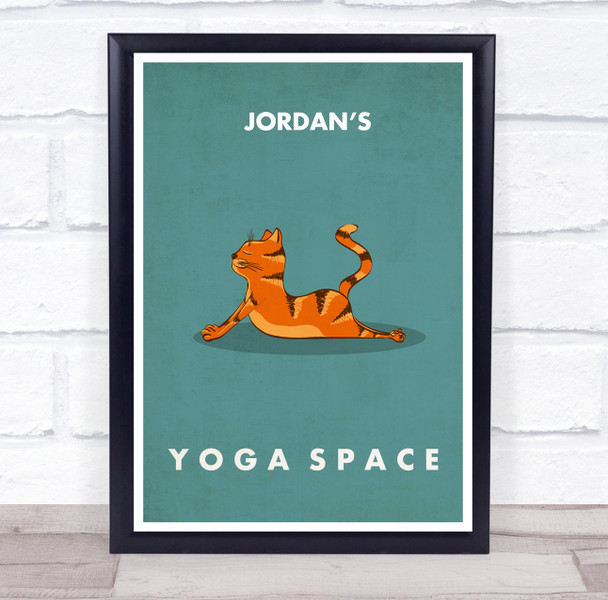 Cat Stretch Yoga Gym Space Room Personalized Wall Art Sign