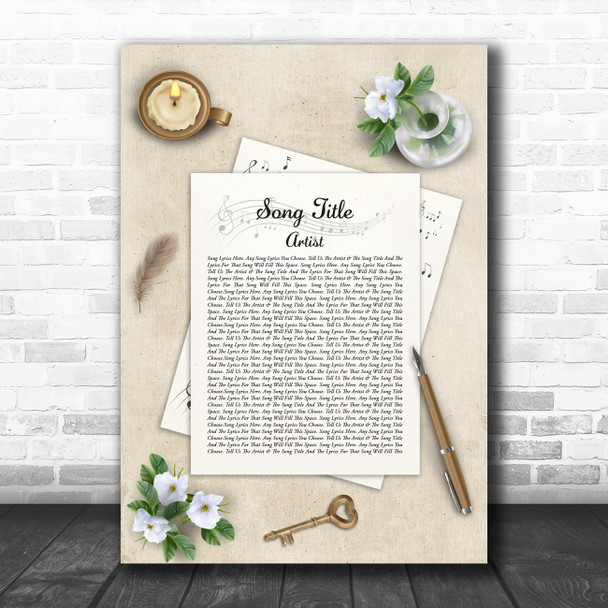 Note Paper & Pen Any Song Lyric Personalized Music Wall Art Print