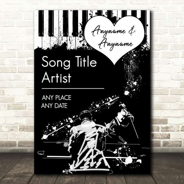 Jazz Grunge Any Song & Text Black & White Personalized Music Song Lyric Wall Art Print