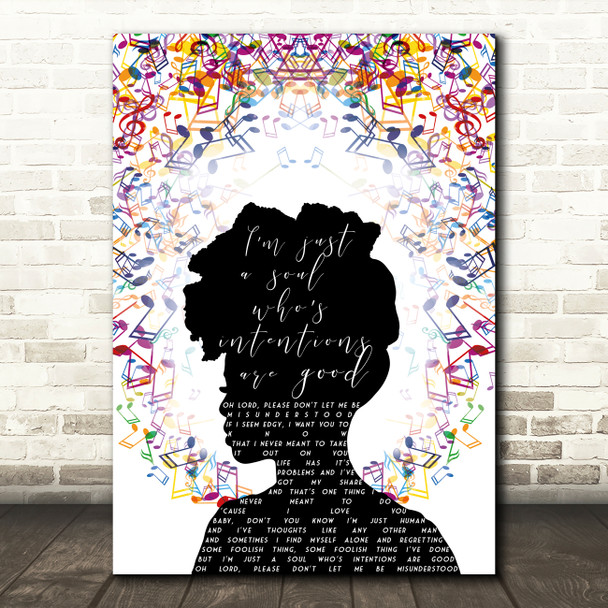 Nina Simone Don't Let Me Be Misunderstood colorful Musical Notes Music Song Lyric Art Print