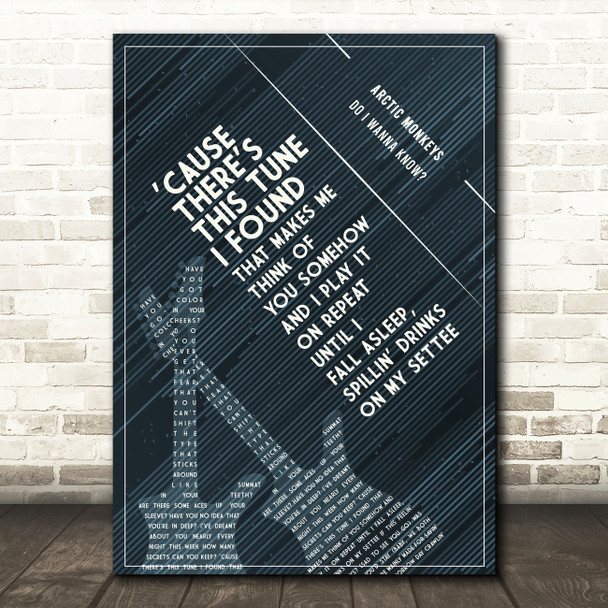 Arctic Monkeys Do I Wanna Know Blue Retro Stripes Guitar Music Song Lyric Wall Art Print