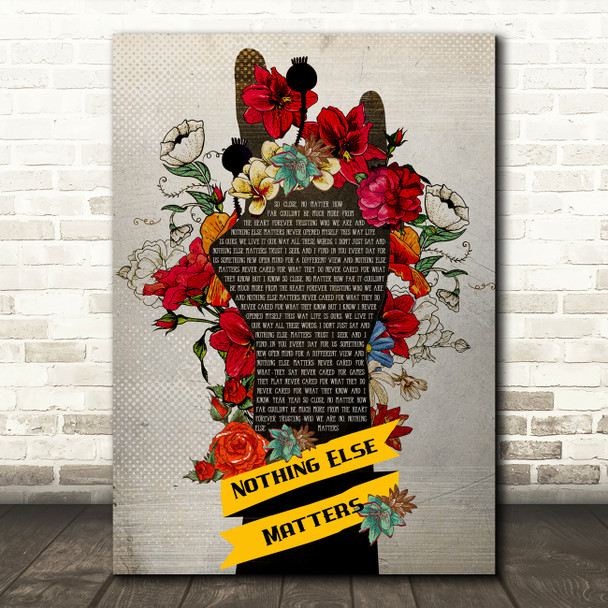 Metallica Nothing Else Matters Rock Hand Floral Tattoo Music Song Lyric Wall Art Print