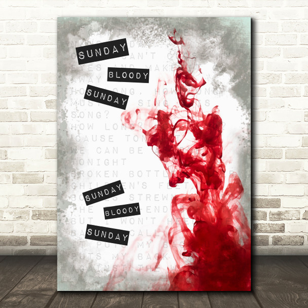 U2 Sunday Bloody Sunday Red Smoke Music Song Lyric Wall Art Print