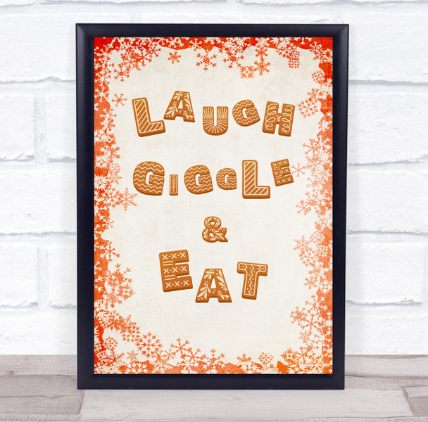 Laugh Giggle and Eat Cookie Font Christmas Wall Art Print