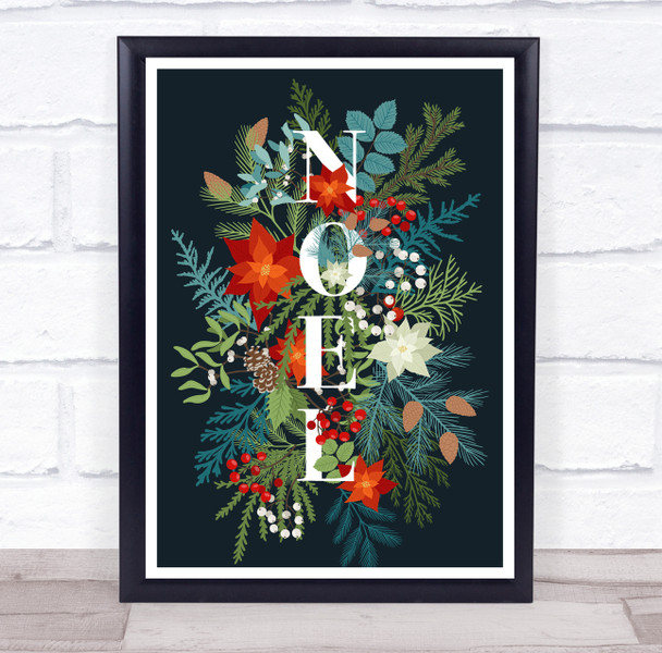 Noel Blue Christmas Wall Art Print