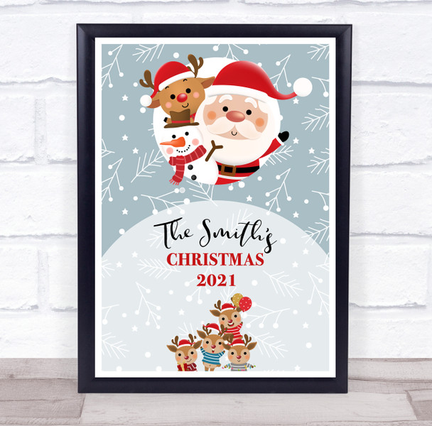 Personalized Family Name Snow Cartoon Characters Christmas Event Sign Print Personalized Family Name Snow Cartoon Characters Christmas Event Sign Print