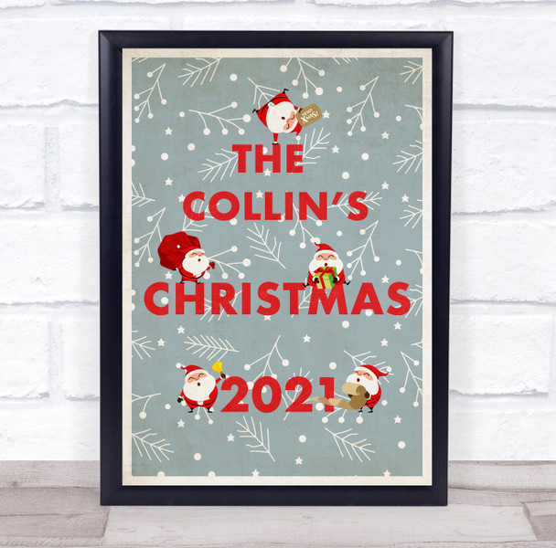 Personalized Family Name Small Santa's Christmas Event Sign Print