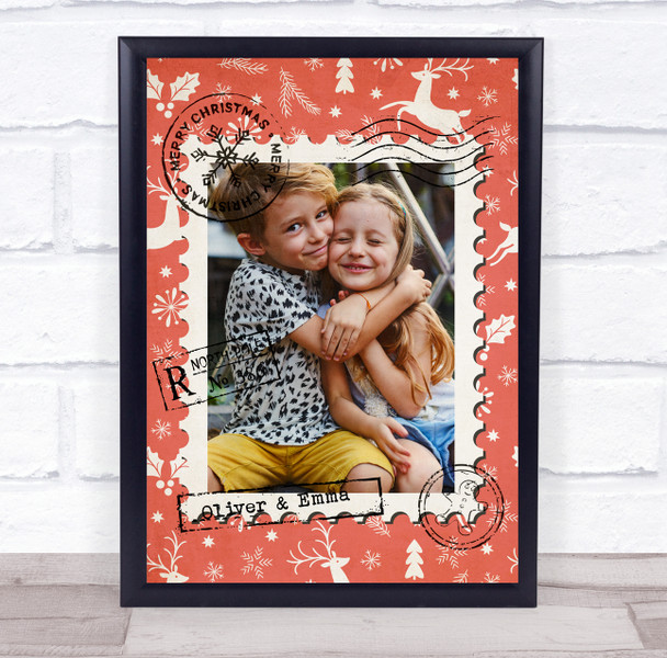 Personalized Photo Christmas Red  Event Sign Wall Art Print