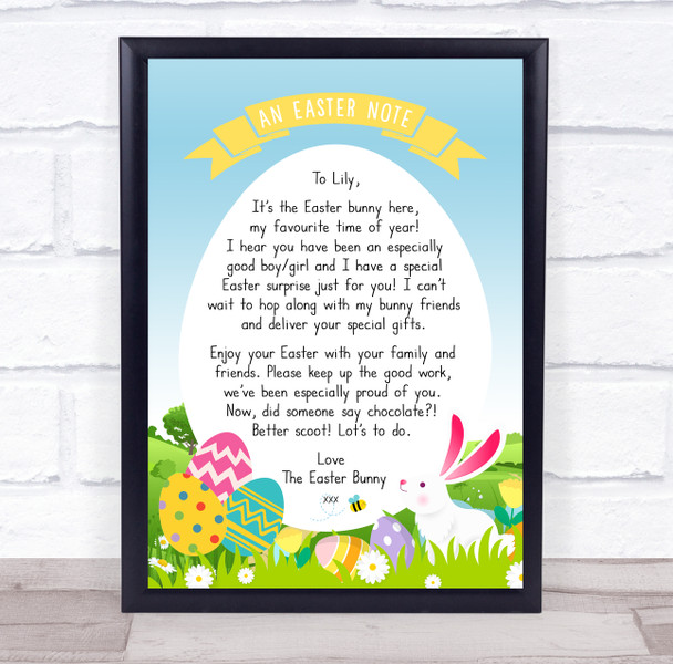 Easter Bunny Special Note In Egg Letter Certificate Award Print