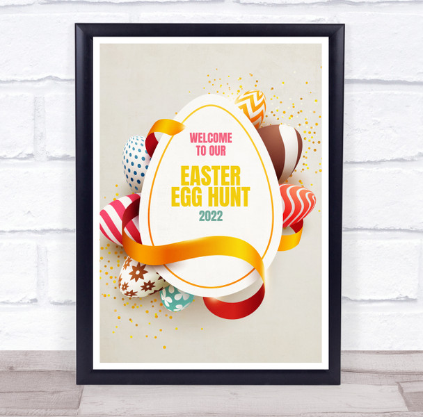 Personalized Modern Welcome To Easter Egg Hunt Event Sign Wall Art Print