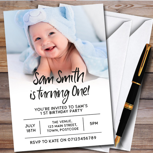 Minimal Photo Any Age personalized Children's Kids Birthday Party Invitations