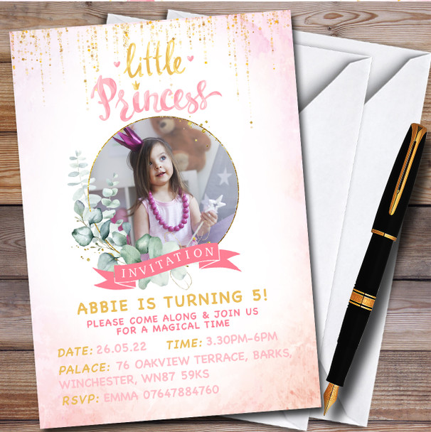 Photo Little Princess personalized Children's Kids Birthday Party Invitations