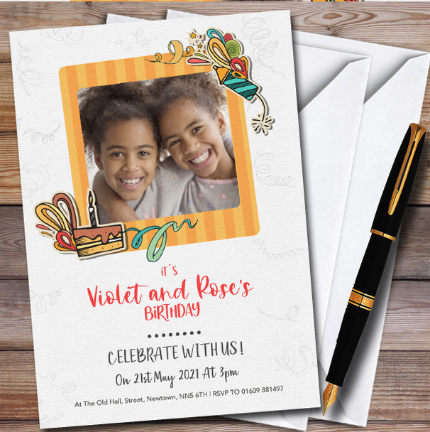 Cake Candle Photo personalized Children's Kids Birthday Party Invitations