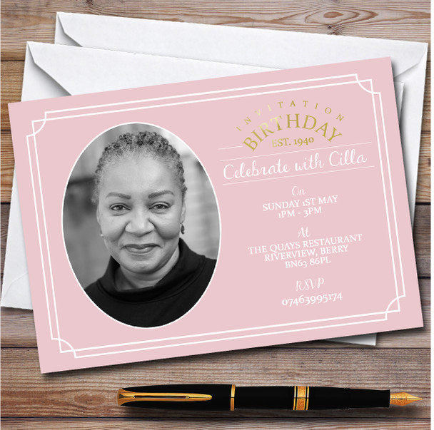 Photo Any color Elegant Border Style personalized Birthday Party Invitations