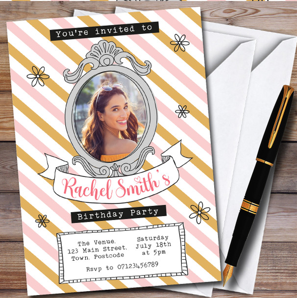 Photo Doodle Border personalized Birthday Party Invitations