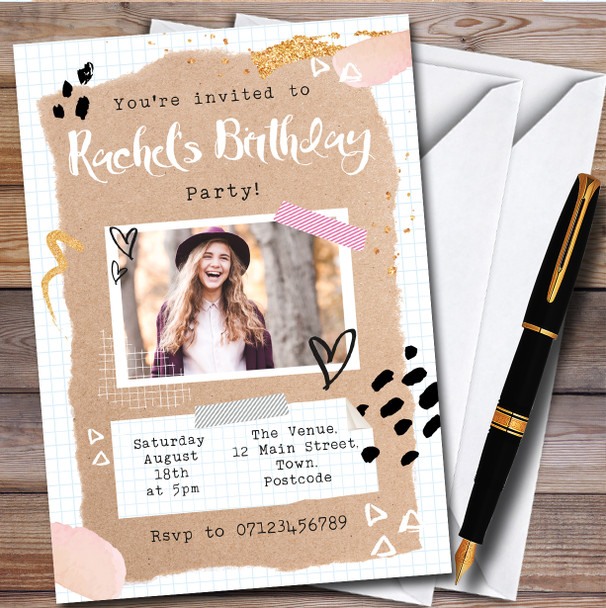 Photo Scrapbook personalized Birthday Party Invitations
