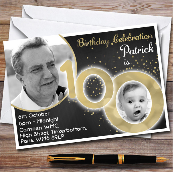 Photo 100 Young & Older Chalk 100Th personalized Birthday Party Invitations