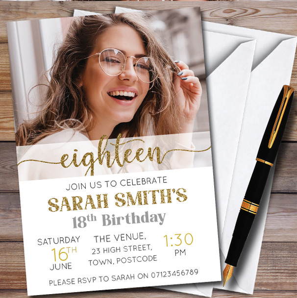 Minimal Photo 18Th Eighteen personalized Birthday Party Invitations