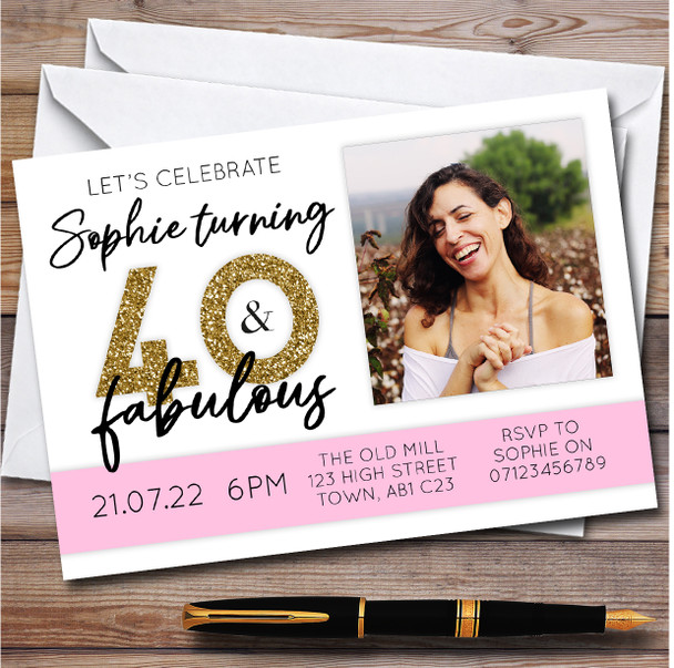 40 And Fabulous Photo 40Th personalized Birthday Party Invitations