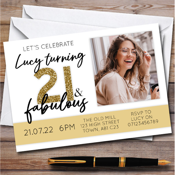 21 And Fabulous Photo 21St personalized Birthday Party Invitations