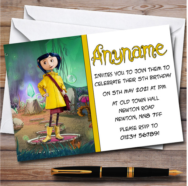 Coraline Mystical Forest personalized Children's Kids Birthday Party Invitations