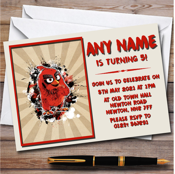 The Angry Birds Splatter personalized Children's Kids Birthday Party Invitations