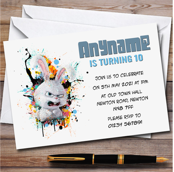 The Secret Life Of Pets Snowball Splatter Children's Birthday Party Invitations