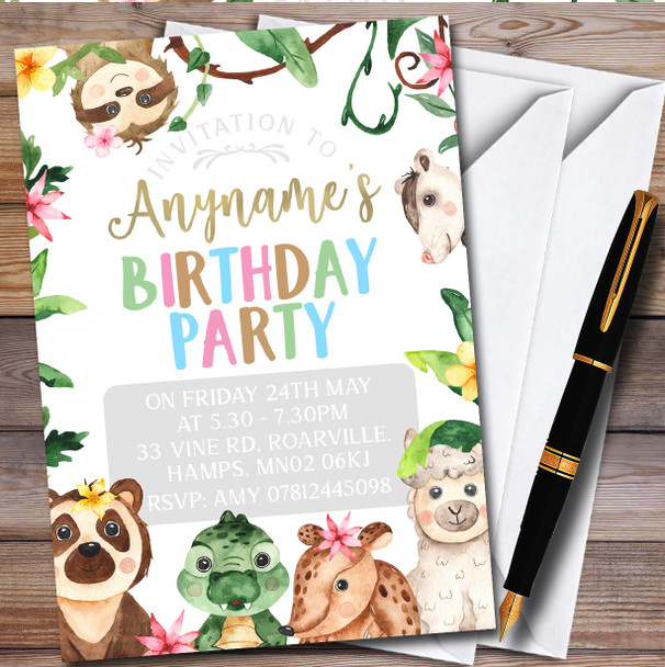 Jungle Baby Animals Portrait personalized Children's Birthday Party Invitations