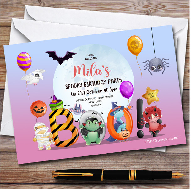 Halloween Monster Themed Boo personalized Children's Birthday Party Invitations