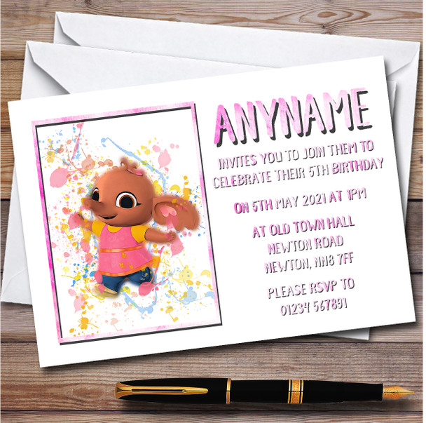 Bing Bunny Sula Splatter Art personalized Children's Birthday Party Invitations