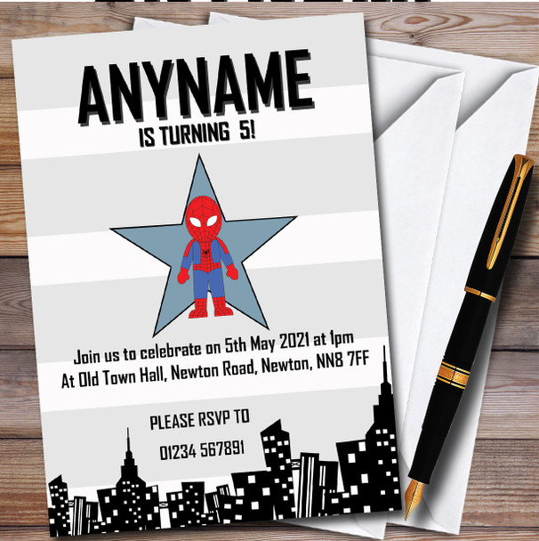 Superhero Any Age Spiderman personalized Children's Birthday Party Invitations