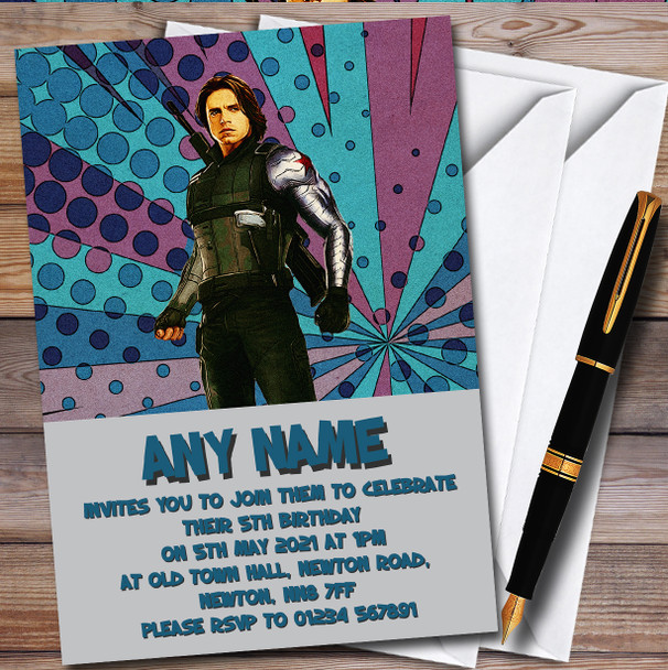 Bucky Barnes Sebastian Stan personalized Children's Birthday Party Invitations