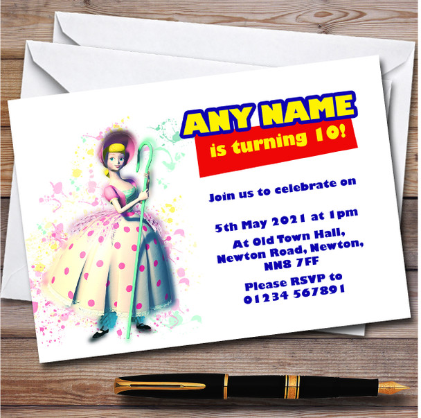 Bow Toy Story Splatter Art personalized Children's Birthday Party Invitations