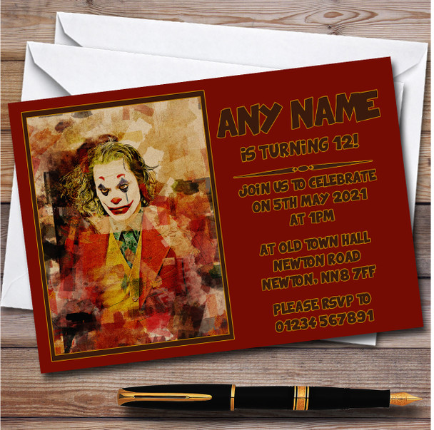 Batman Joker Abstract personalized Children's Kids Birthday Party Invitations